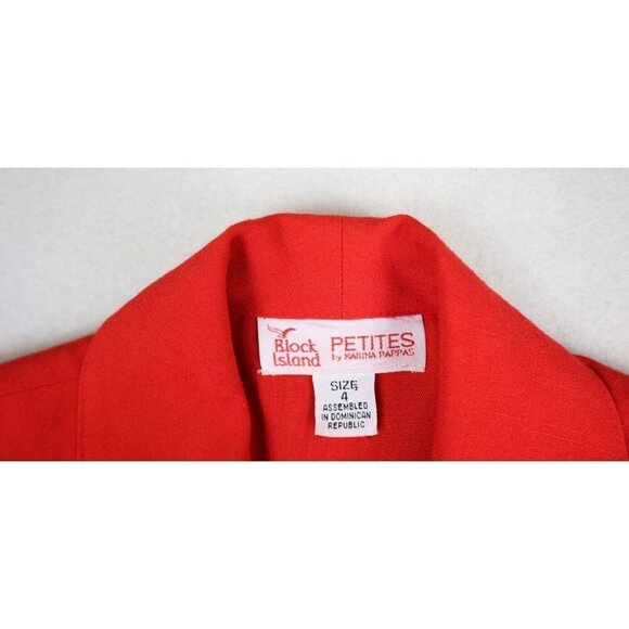 VINTAGE WOMEN'S RED UNLINED OVERSIZED BLAZER JACKET - BLOCK ISLAND SIZE 4P - Picture 5 of 7